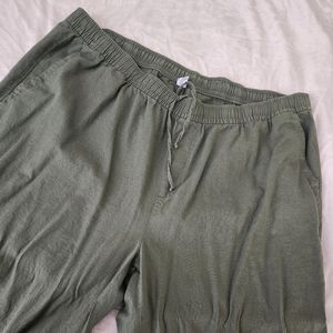 High-waisted linen-blend wide-leg pants 3X